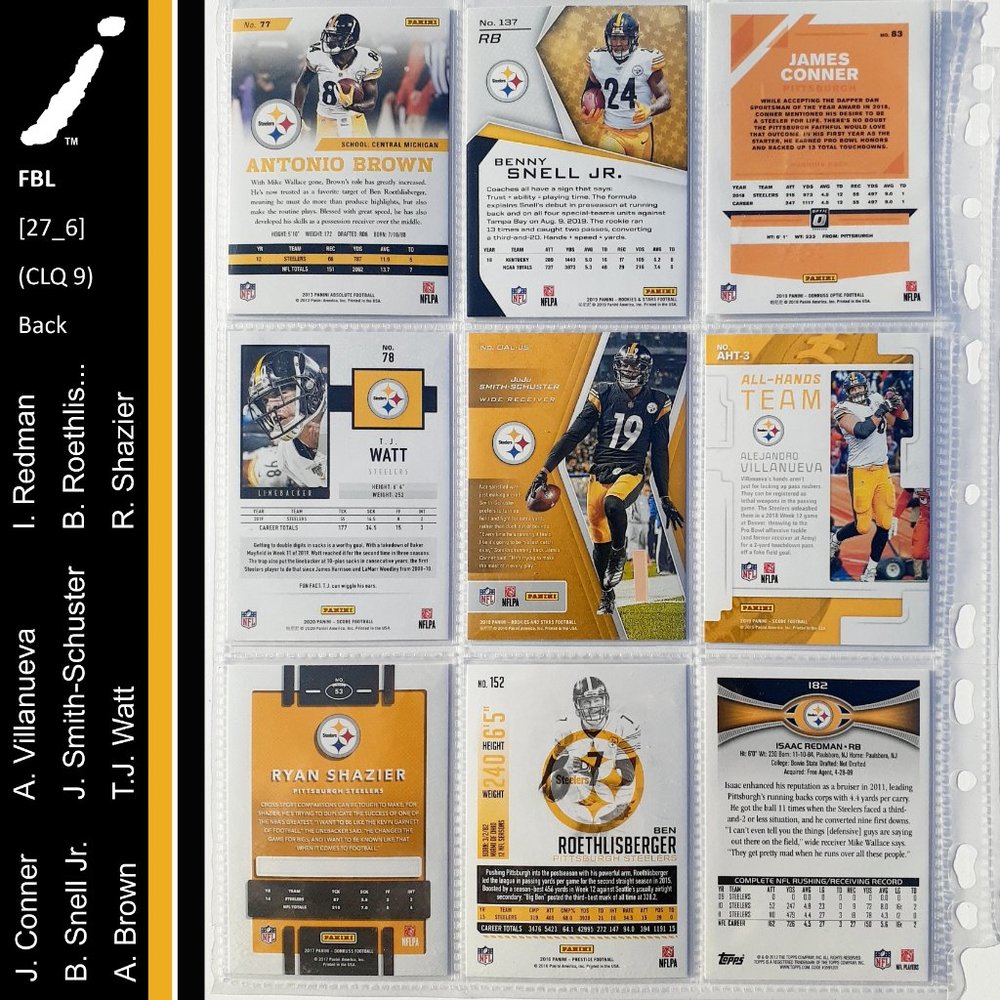 Pittsburgh Steelers 9 Card Lot [FBL] [27_6] - Picture 2 of 8